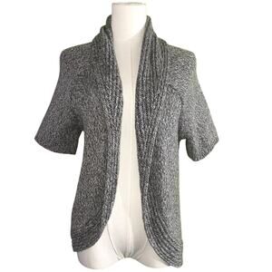 Express Vintage Y2K Cable Knit Short Sleeve Cardigan Size S Gray Fall Cottage